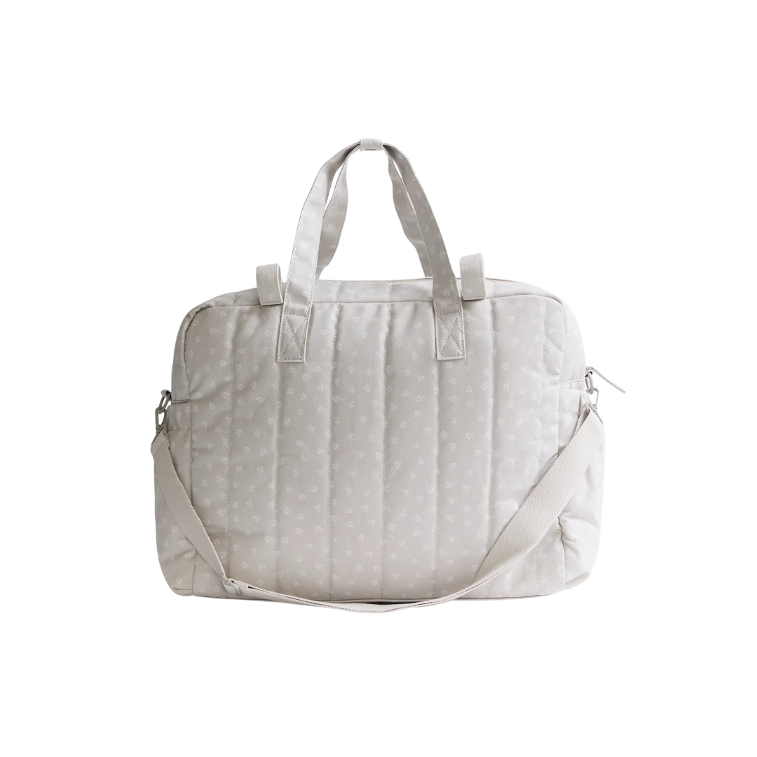 Bolso Maternal Quilt - Beige con Flores Blancas | Lounge
