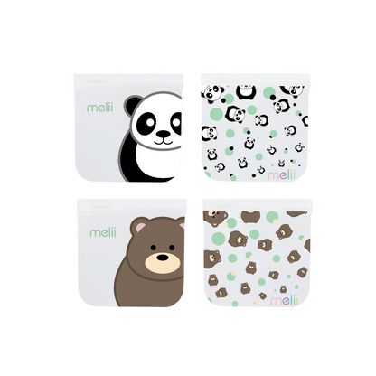 Bolsas de Snacks Reutilizables - 4 unidades - Oso y Panda | Melii