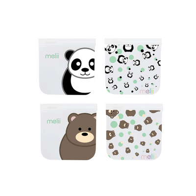 Bolsas de Snacks Reutilizables - 4 unidades - Oso y Panda | Melii