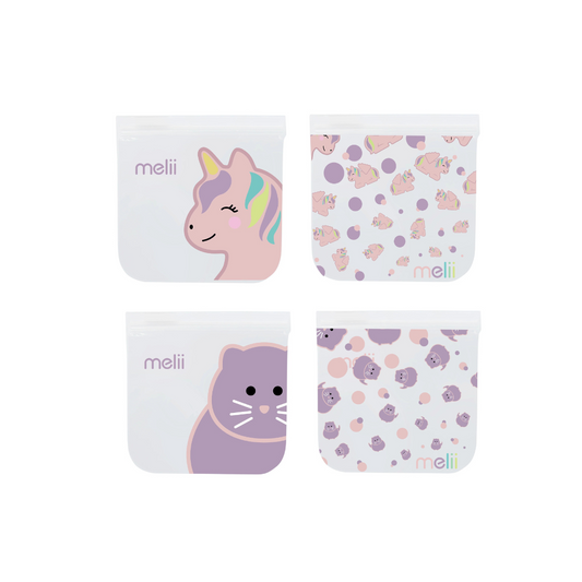 Reusable Snack Bags - 4 Pack - Unicorn and Cat