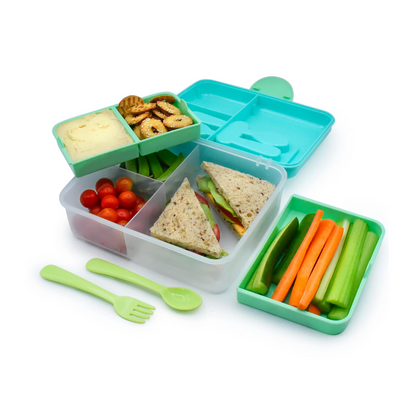 Lonchera Bento Box con Cubiertos - Celeste, Lima y Verde | Melii