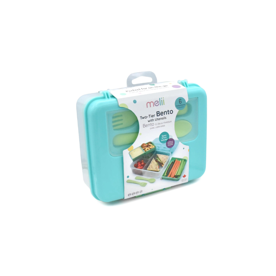 Lonchera Bento Box con Cubiertos - Celeste, Lima y Verde | Melii