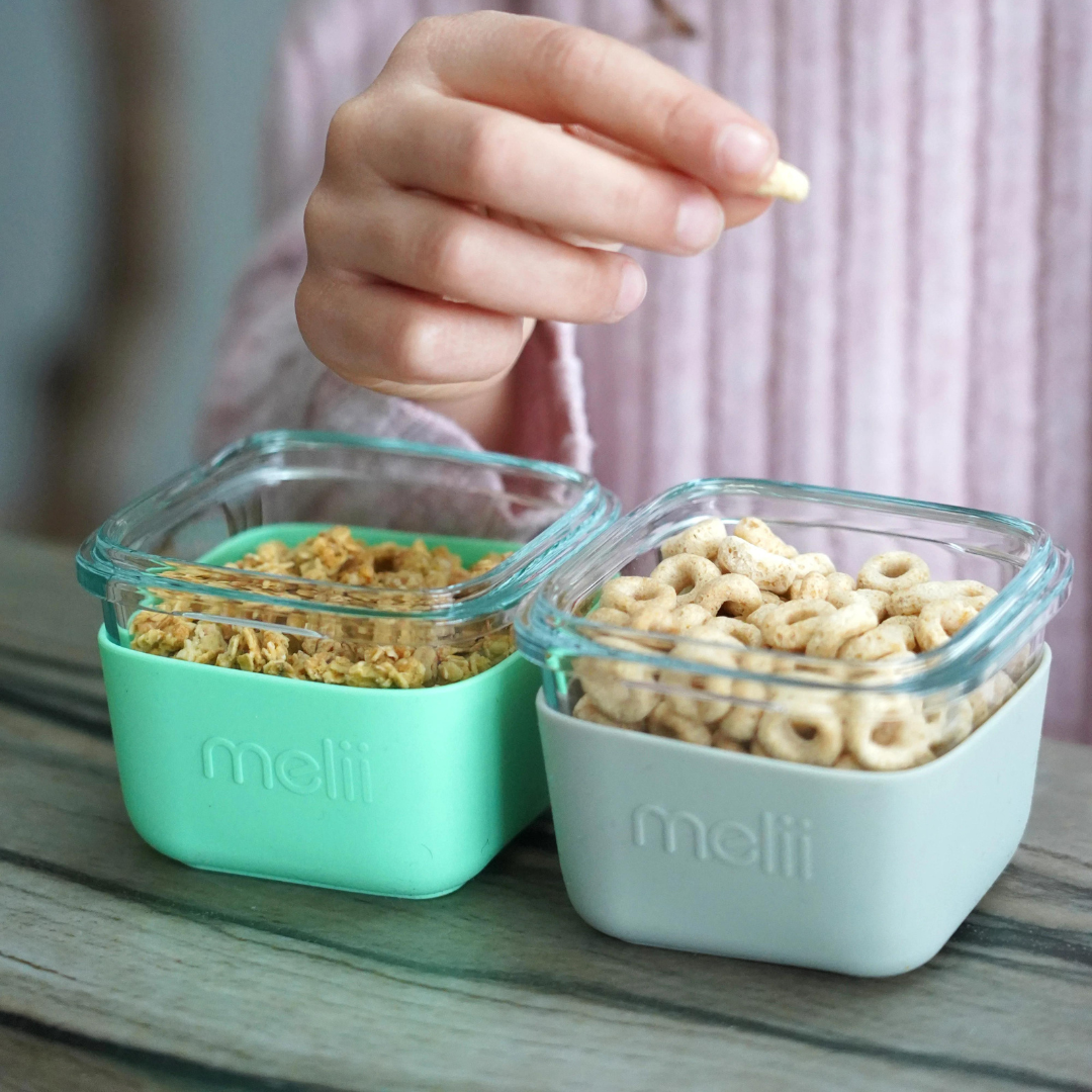 Pack de 3 Contenedores de Vidrio con Funda de Silicona 160ml - Verde y Azul | Melii
