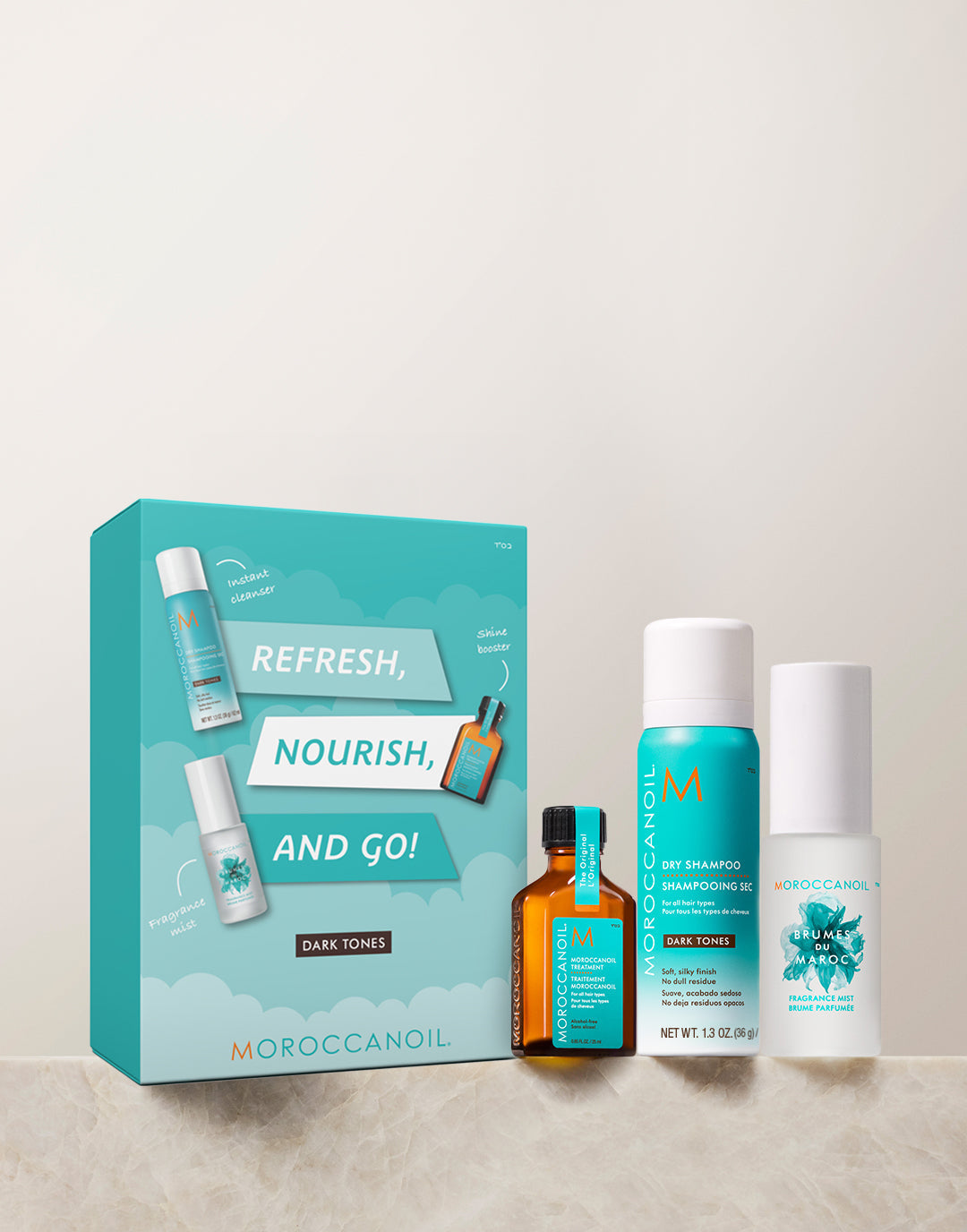 MOROCCANOIL Refresh, Nourish and Go! Dark Tones packaging