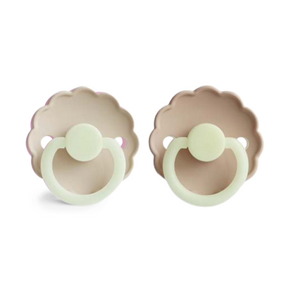 Pack de 2 Chupetes de Latex - Daisy - Night - Cream / Croissant | FRIGG