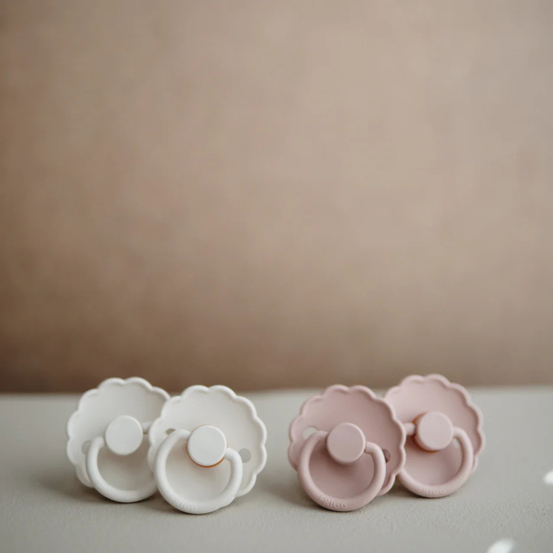 Pack de 2 Chupetes de Latex - Daisy - Blush / Cream | FRIGG