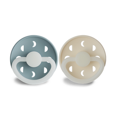 Pack de 2 Chupetes de Latex - Moon Phase - Night - Stone Blue / Cream | FRIGG