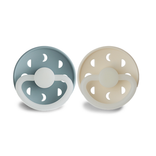 Pack de 2 Chupetes de Latex - Moon Phase - Night - Stone Blue / Cream | FRIGG