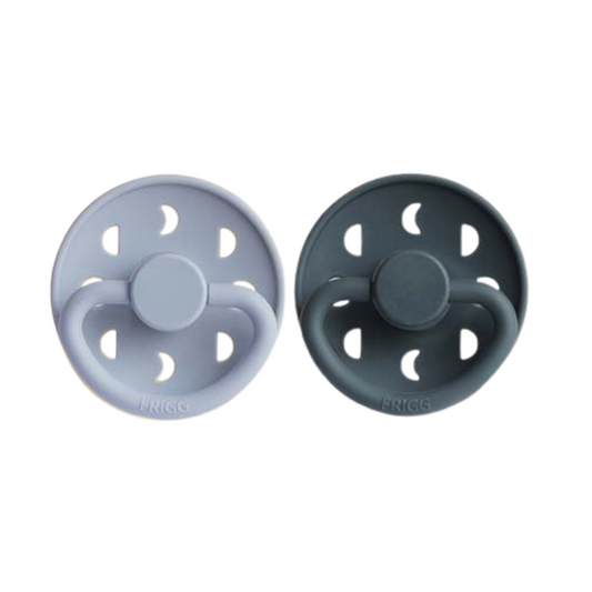 Pack de 2 Chupetes de Latex - Moon Phase - Powder Blue / Slate | FRIGG