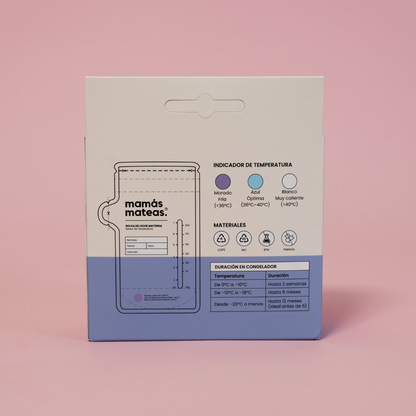 Bolsas para Almacenar Leche Materna con Boquilla y Sensor de Temperatura - 25 unidades | Mamás Mateas