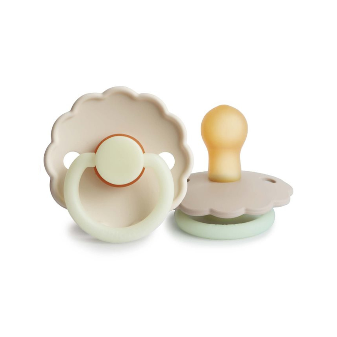 Pack de 2 Chupetes de Latex - Daisy - Night - Cream / Croissant | FRIGG