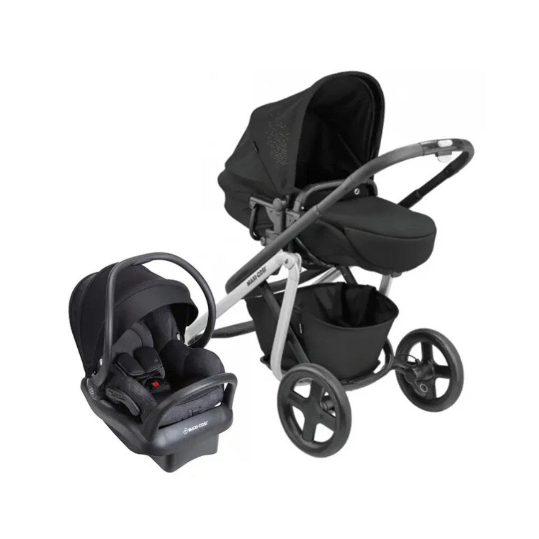 Travel System Coche de Paseo Lila + Silla Nido Mico Max - Black | Maxi Cosi