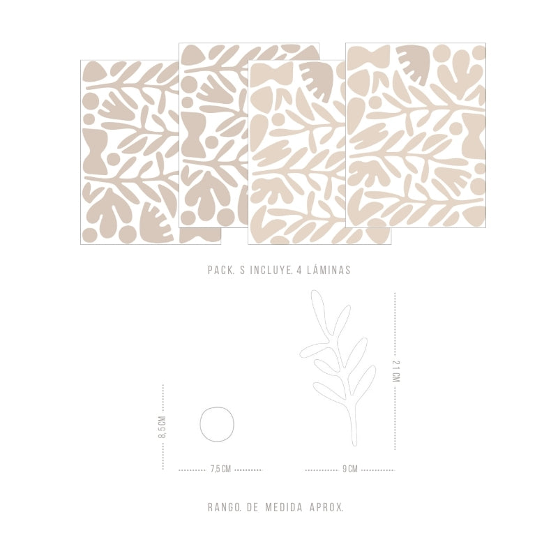 Stickers Decorativos Para Muros - Botanica Abstracta Nude | Murami