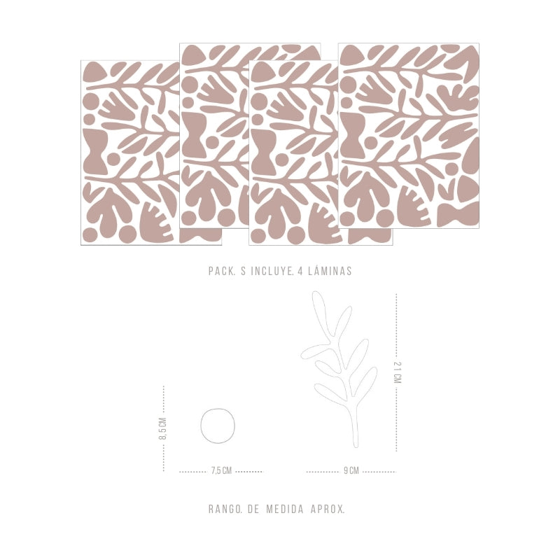 Stickers Decorativos Para Muros - Botanica Abstracta Rosa | Murami