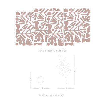 Stickers Decorativos Para Muros - Botanica Abstracta Rosa | Murami