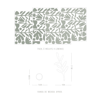 Stickers Decorativos Para Muros - Botanica Abstracta Verde | Murami
