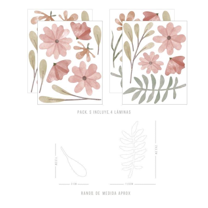 Stickers Decorativos Para Muros - Conjunto Floral | Murami
