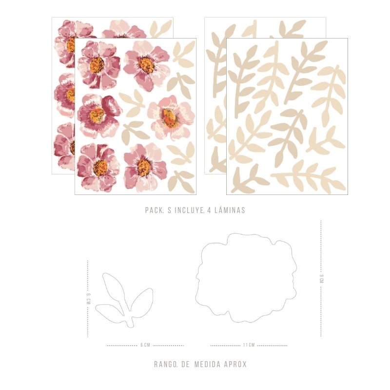 Stickers Decorativos Para Muros - Flor Rosada | Murami