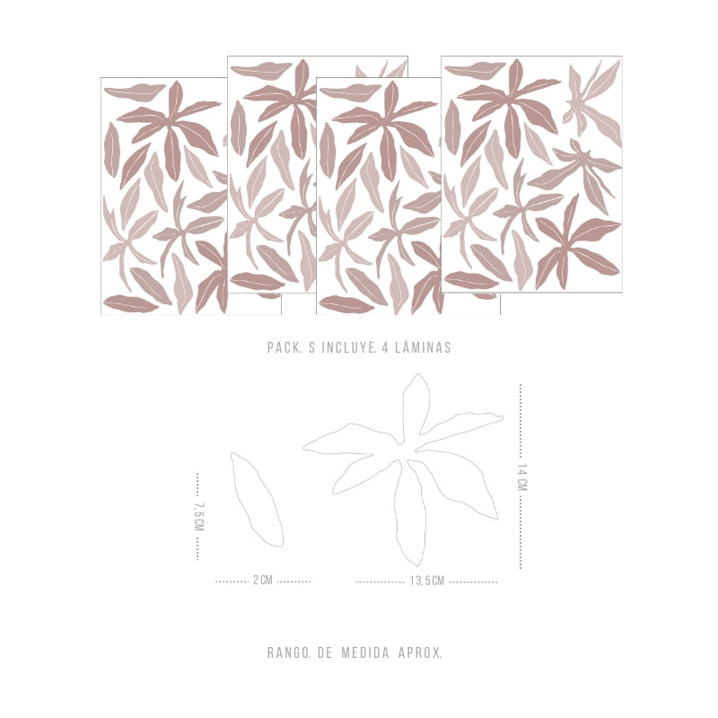 Stickers Decorativos Para Muros - Flor Silueta Palo Rosa | Murami