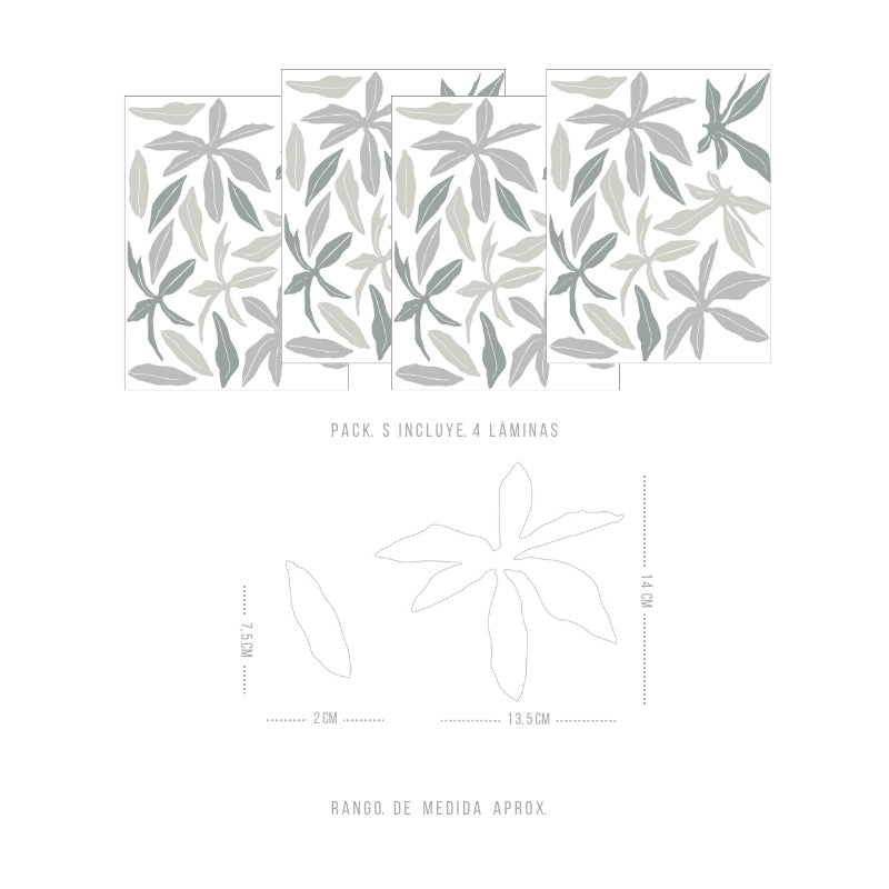Stickers Decorativos Para Muros - Flor Silueta Verde | Murami