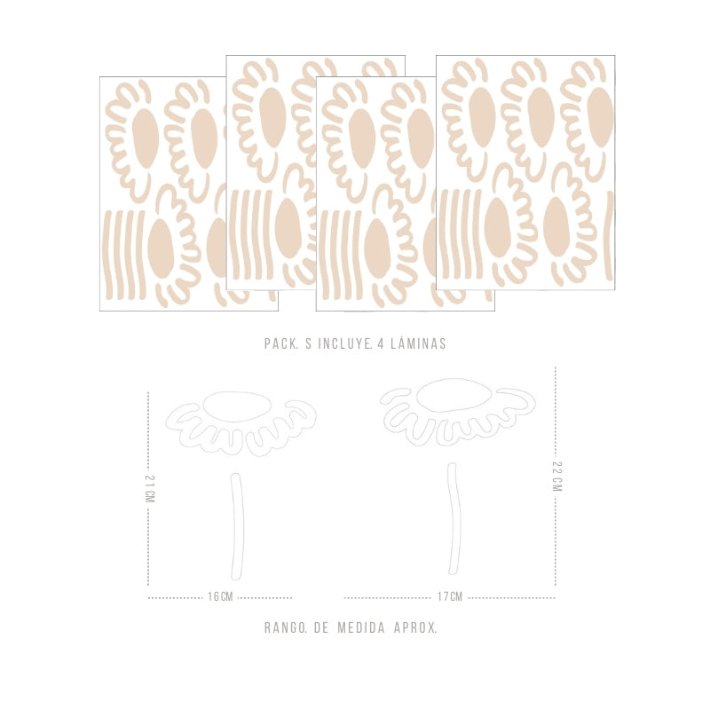 Stickers Decorativos Para Muros - Gerbera Crema | Murami