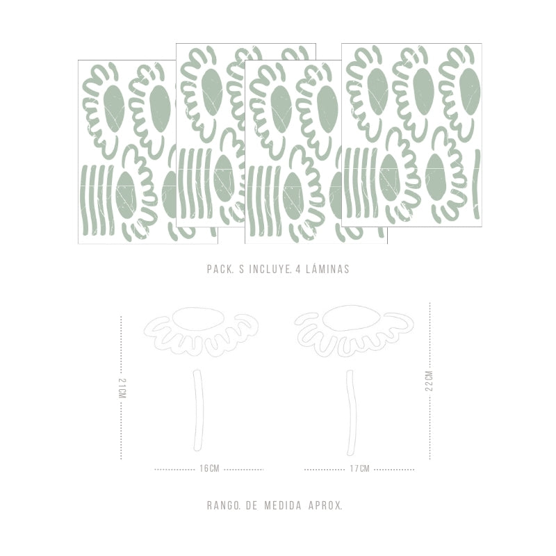 Stickers Decorativos Para Muros - Gerbera Verde Cracked | Murami