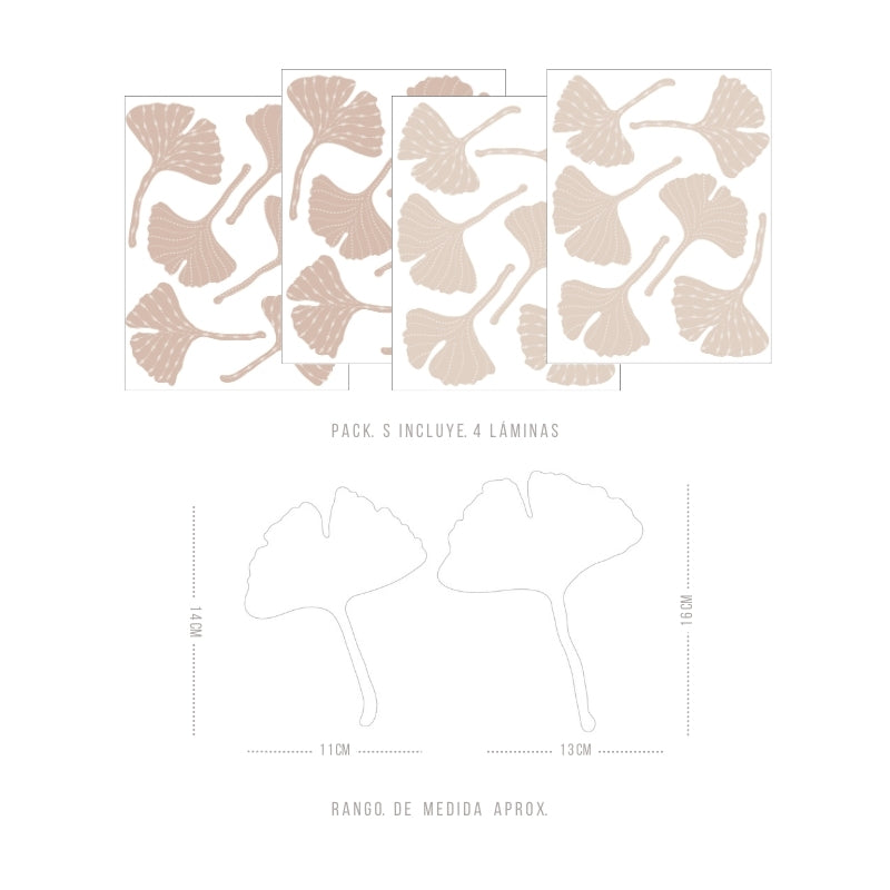 Stickers Decorativos Para Muros - Gingko Crema Dúo | Murami