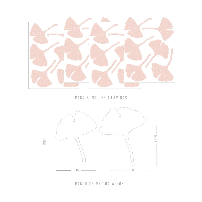 Stickers Decorativos Para Muros - Gingko Rosa | Murami