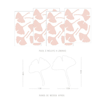 Stickers Decorativos Para Muros - Gingko Rosa | Murami