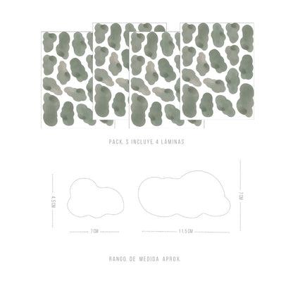 Stickers Decorativos Para Muros - Nubes Verde | Murami