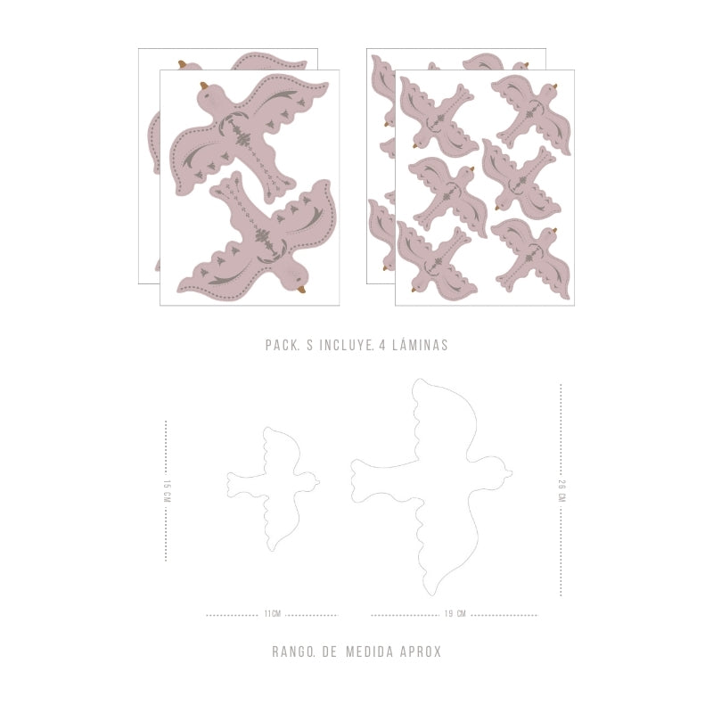 Stickers Decorativos Para Muros - Pajarito Rosado | Murami