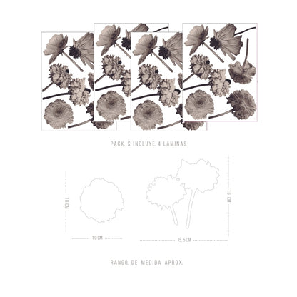Stickers Decorativos Para Muros - Peonias Sepia | Murami