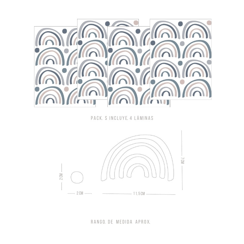Stickers Decorativos Para Muros - Arcoíris Azul | Murami