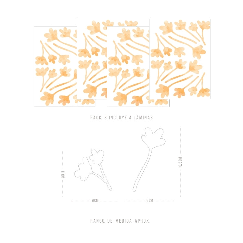 Stickers Decorativos Para Muros - Ramo de Cuatro Amarillo | Murami