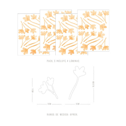 Stickers Decorativos Para Muros - Ramo de Cuatro Amarillo | Murami