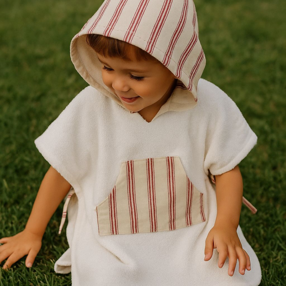 Poncho de Toalla - Rayas Rojas | miNest
