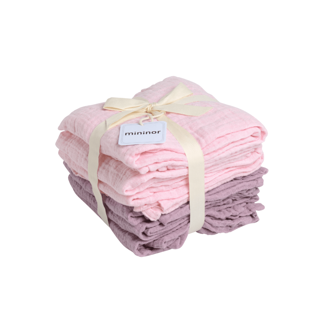 Tutos de Muselina Orgánica - 6 Unidades - Rosa y Púrpura | Mininor
