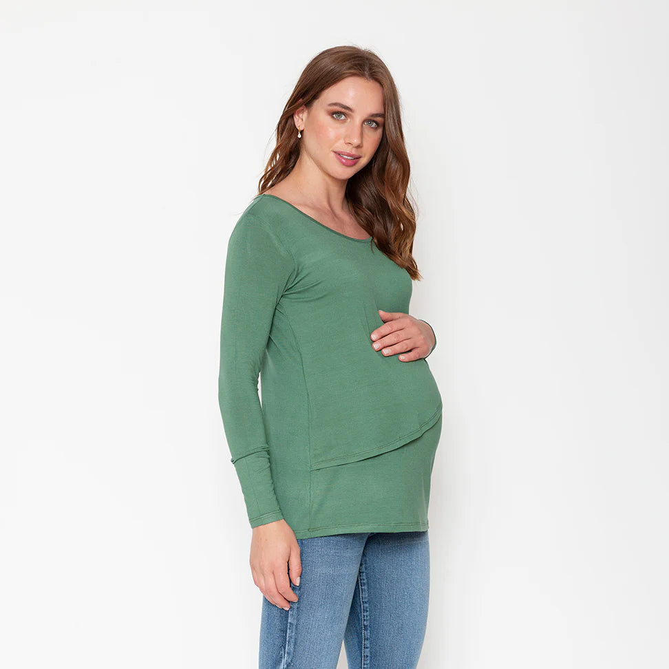 Polera de Lactancia - Verde Khaki | Nala Maternity