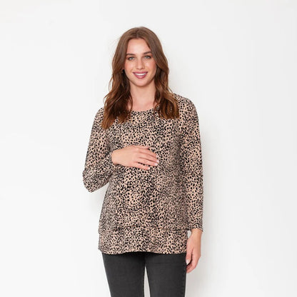 Polera de Lactancia - Gotas Arena | Nala Maternity