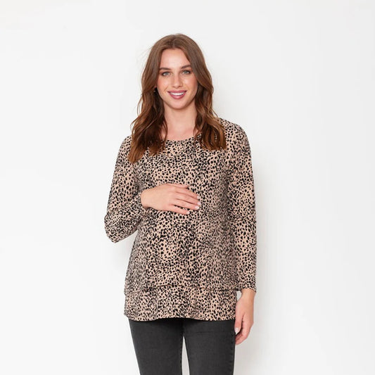 Polera de Lactancia - Gotas Arena | Nala Maternity