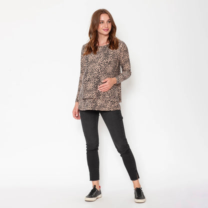 Polera de Lactancia - Gotas Arena | Nala Maternity