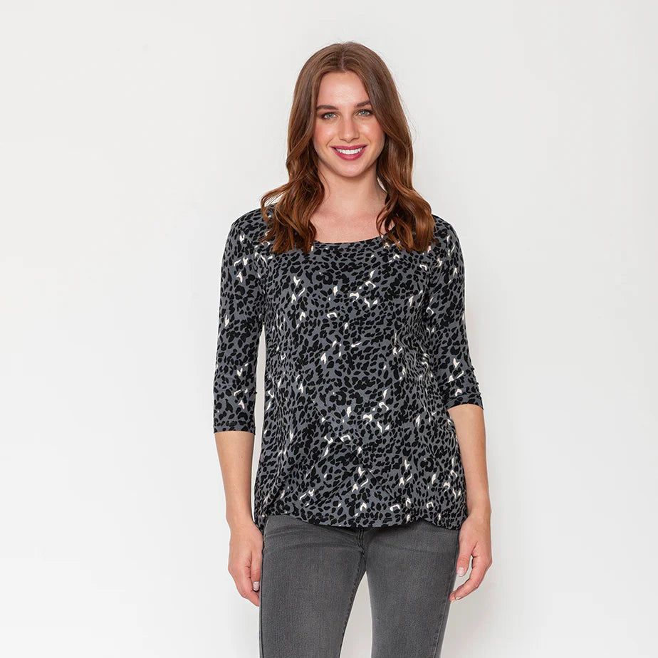 Polera de Lactancia - Animal Print Petróleo | Nala Maternity