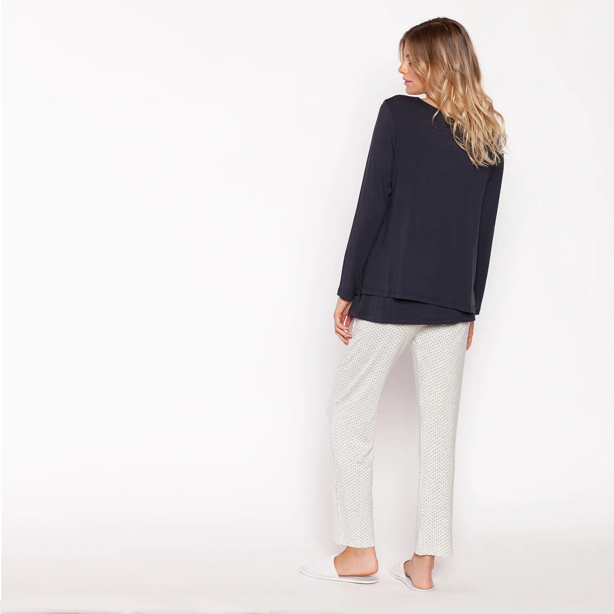 Pijama Maternal para Embarazo y Lactancia de Algodón Pima - Estrellas Azules | Nala Maternity