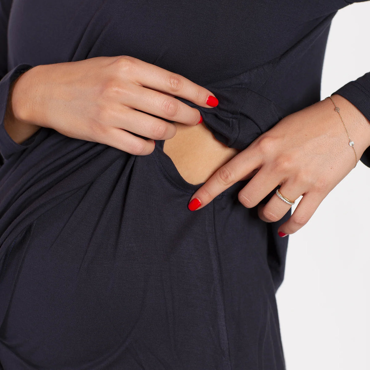 Pijama Maternal para Embarazo y Lactancia de Algodón Pima - Estrellas Azules | Nala Maternity