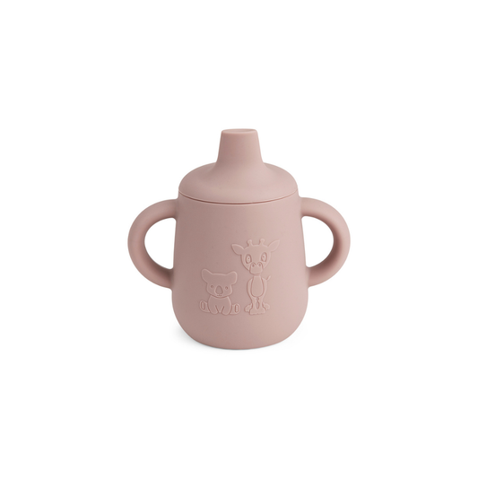 Vaso de Silicona con Tapa Antiderrame Aiko - Rosa Madera | Nuuroo