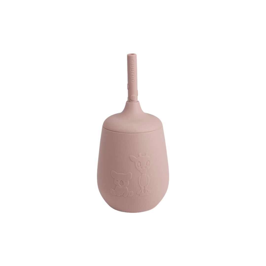 Vaso de Silicona con Bombilla Adita - Rosa Madera | Nuuroo