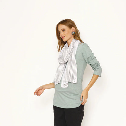 Pañuelo de Lactancia Multifuncional - Rayas Grises | Nala Maternity