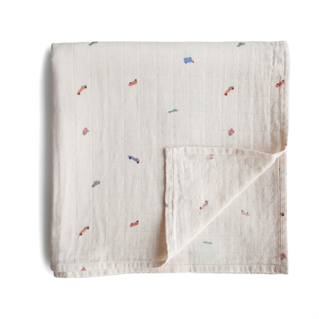 Manta Swaddle de Muselina de Algodón Orgánico - Cars | Mushie