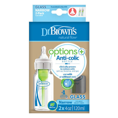Pack de 2 Mamaderas de Vidrio Anticólicos - 120ml | Dr. Brown's