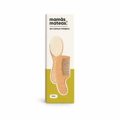 Set Cepillo y Peineta de Madera de Haya y Cerdas Naturales | Mamás Mateas